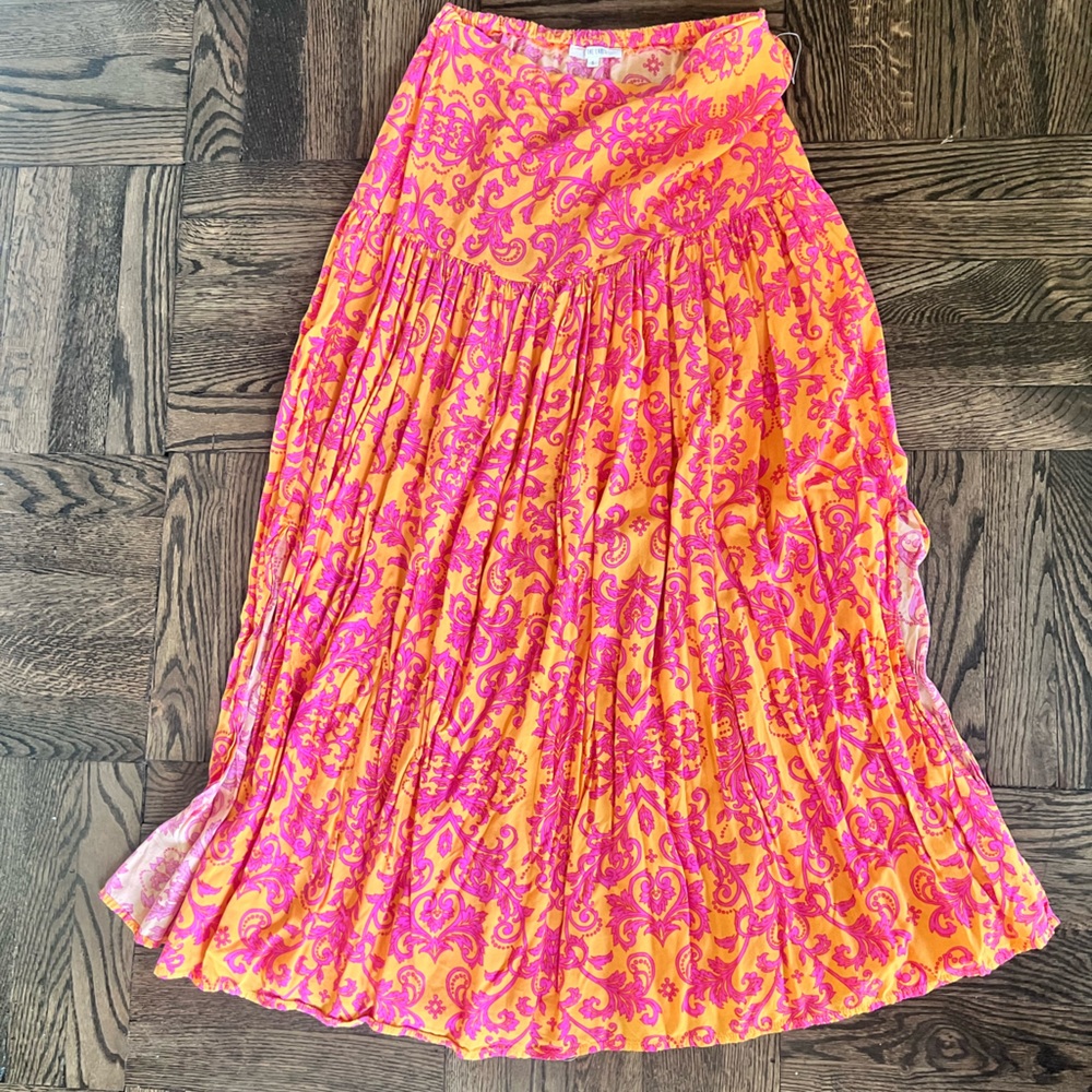 SOLD Vibrant Pink and Orange Women's maxi Skirt